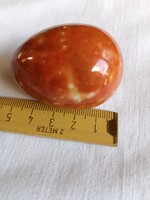 Orange-red polished stone decorative egg – 80 g, approx. 5 cm