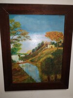 MCP Mark, Italian Landscape with Female Figures - Antique Oil Painting on Panel