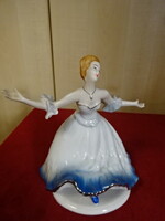 Regal Porcelain Figurine, Blue Dress Ballerina, Height 18 cm. Jókai