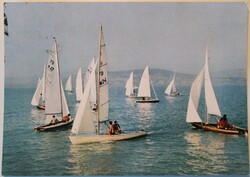 Képeslap, Balaton,üdvözlő, vitorlások (P15)