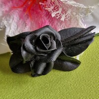 Brooch, Badge BRO413 - Black roses among leaves 50x26mm