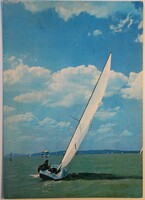Képeslap, Balaton 1968,üdvözlő, vitorlás (P15)