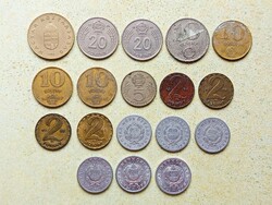Magyarország 18 db Különböző Érme 1 2 5 10 20 100 Forint 1967-1995