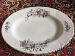 Porcelán pecsenyés tál lila ibolya mintával