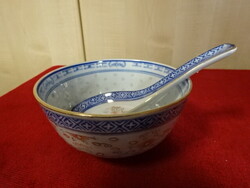 Chinese porcelain - rice serving bowl with spoon. Jókai