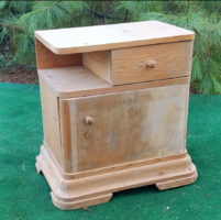 Art Deco Solid Pine Nightstand from the 1920s-1930s – Restored, Unfinished Condition