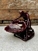Zsolnay oxblood glazed shell-shaped woman