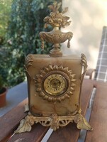 Antique Onyx and Brass Table Clock – Over 2 kg Solid Piece, for Restoration