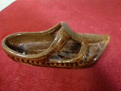 Mázas kerámia figura - holland papucs, hossza 13,5 cm. Jókai