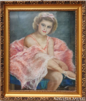 Balerina - Horváth Zoltán pasztell képe - kerettel
