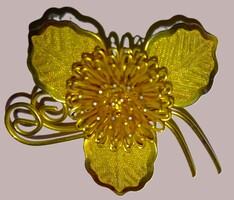 ANTIK filigrán MESH Art nouveau lehelletfinom míves aranyozott virágforma bross kitűző 5cm HIBÁTLAN
