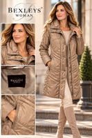 BEXLEYS WOMAN luxus megjelenésű, pezsgő színű steppelt télikabát – M / L