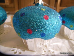 CHRISTMAS TREE DECORATION - MUFFIN - 8 x 8 cm - THICKLY GLITTERED - PERFECT CONDITION