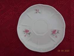 Zsolnay porcelán antik kávéscsésze alátét, rózsaszín virággal.  2 db együtt eladó Vanneki!