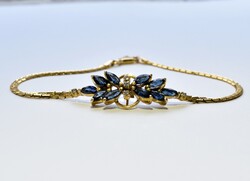 UnoAErre 14 kt arany karkötő – zafír és gyémánt, 17,5 cm