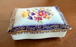Gyönyörű Martinroda (PM) német porcelán bonbonier – Kobaltkék és arany, 12 cm