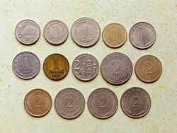 Jugoszlávia 14 db Különböző Érme 1 2 Dínár 1938-2002