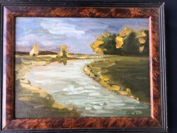 Antique landscape with béla balla sign.