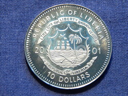 Libéria 10 Dollars  Prágai tavasz 1968 – 2001  A Szabadság pillanatai sorozat (kapszulában)