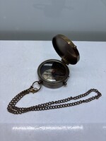 Antique Copper Compass with Chain