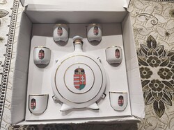Eredeti Hollóházi Porcelán Pálinkás Készlet 960-as forma (Magyar Címeres, 7 részes, Új!)