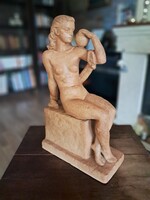 Gondos József: Art deco női akt terrakotta szobor (30 cm)