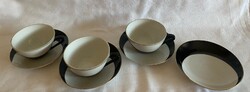 Hollóházi Porcelain 3-Piece Coffee Set - Black-White with Gold Trim