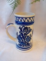 JÓZSA JÁNOS (NÉPMŰVÉSZET MESTERE ) JELZETT KÉK MADARAS KORONDI SÖRÖSKORSÓ, 18 cm