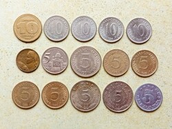 Jugoszlávia 15 db Különböző Érme 5 10 Dínár 1955-2002