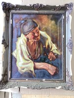 Oil painting depicting an old man.