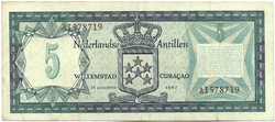 5 gulden 1967 Holland Antillák Curacao