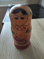 Retro / vintage 6 darabos fa matrjoska baba készlet – 18 cm