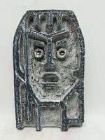 Kerámia falikép, fali maszk, magyar iparművészeti kerámia 25,3 cm x 14,7 cm x 2,5 cm