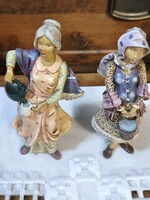 Ritka, gyönyörű zsánerpár! Vadócz Anna stílusú kerámia figurák (Vizet öntő anyóka és dézsás l