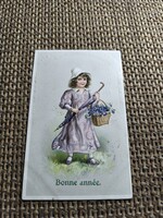 Antik Dombornyomott Üdvözlő képeslap.