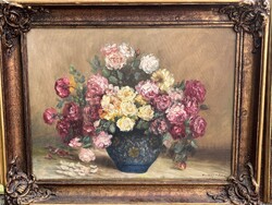 Parányi Pabar István - Virágok kaspóban (60x80cm+k)