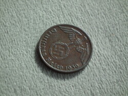 Németország, horogkeresztes birodalmi 1 Pfennig (Reichspfennig), 1939 J