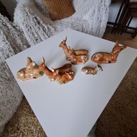 Porcelán őzike csapat egyben eladó,5 szobor.Bodrogkeresztúri őz,szarvas,őzek.