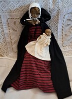 Old Madonna wax doll, rare large-sized Mary with the Child figurine (L6462)