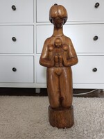 Csorvássy István faszobor fa szobor anya gyermek 52 cm