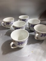 Retró Alföldi porcelán csésze szett (6 db) – Kék mintás / Bella fazon