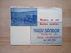 1939 Nagy Sándor bútor reklámlap bélyegekkel és alkalmi bélyegzéssel