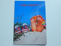 Képeslap - I'm HAPPY!- tengerpart, talp