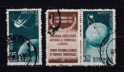 1957 Románia Teljes Pecsételt Bélyegsor Légiposta – Az első szovjet műholdak