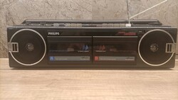 Philips Tandem Retro Two-Cassette Radio Boombox (D8368)