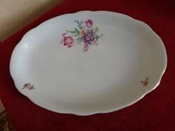 Zsolnay porcelán, tavaszi mintás, nagy húsos tál, hossza 36 cm. Jókai