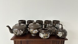 Rare Városlőd Majolica Tea/Coffee Set, 10 Pieces, with Factory Mark, Perfect Condition