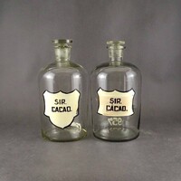 Old Large 3-liter Sir Cacao Pharmacy Glass Balloon Pair, 28.5 cm