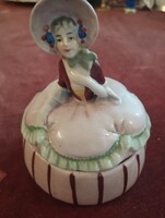Antik  porcelán félbaba" teababa" , púdertartó