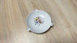 Hollóházi porcelán hamutál / virágmintás hamutartó